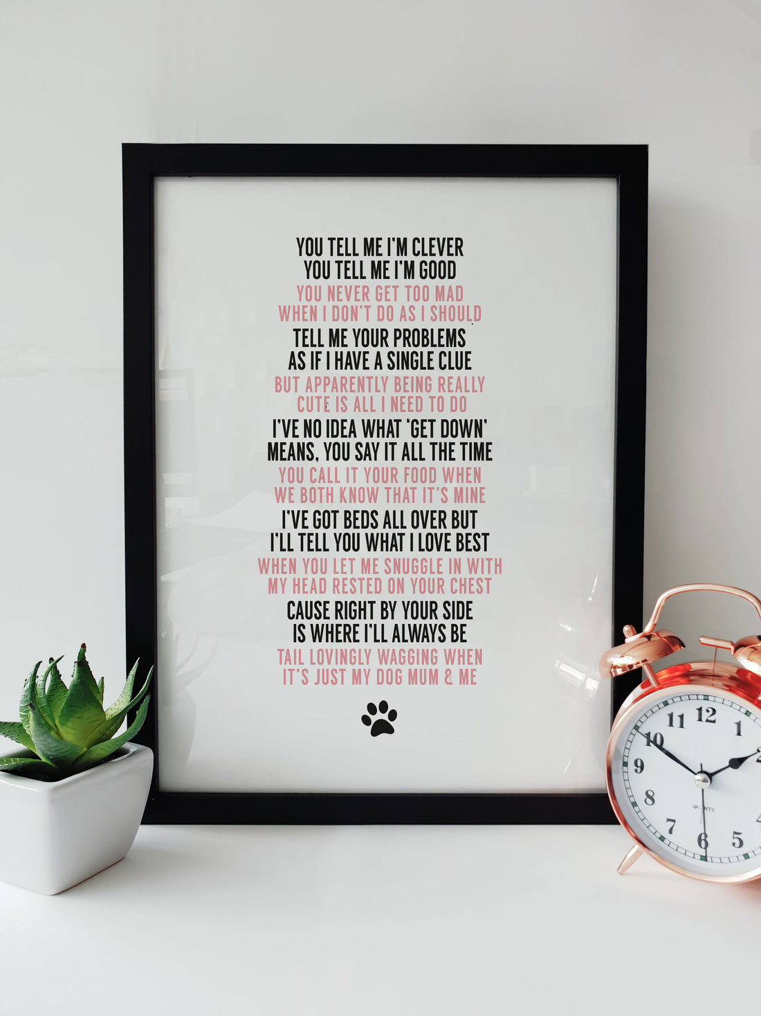 Dog Mum Poem A4 Print by Local Lingo, celebrating the love between a pet mum and her dog with a heartfelt poem.