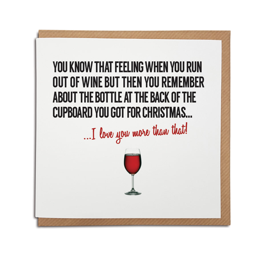 Funny  birthday, anniversary, greetings card for wine lovers 