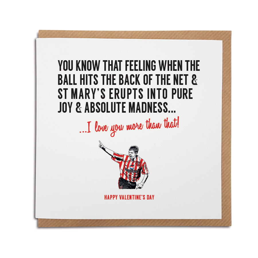 Southampton Football Club Valentine’s Day Card. A unique handmade card, perfect for any Saints supporter. (featuring an illustration of club legend Matt Le Tissier).