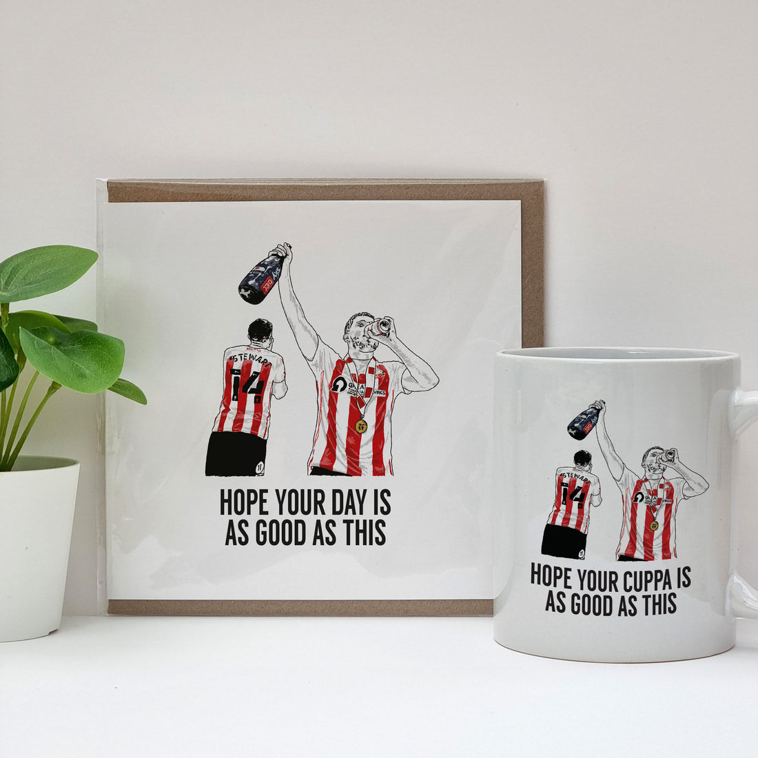 SUNDERLANd association football club league 1 play off final winners celebration greeting card and mug perfect for any black cats fan and supporters. Designed & handmade by a town called home