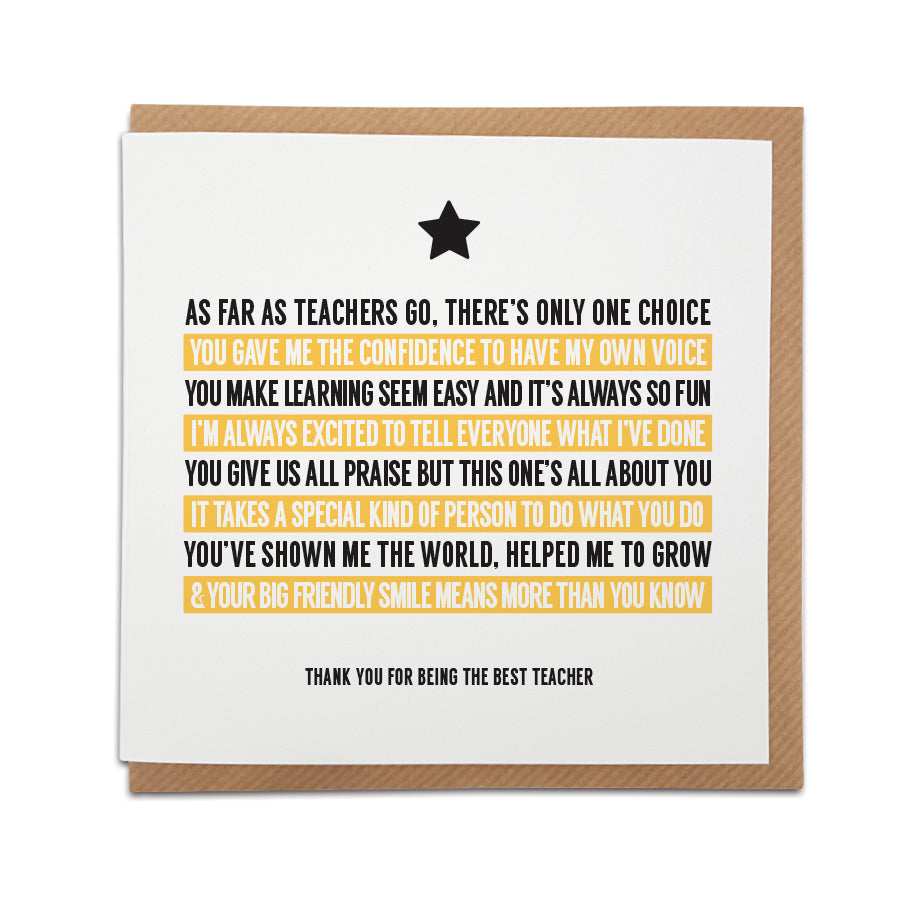 sentimental teacher poem greeting card for end of year best teacher words with meaning